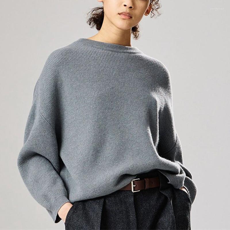 

Women's Sweaters Women Solid Color Sweater Pullover O-Neck Wool Cashmere Long Sleeve Loose Simple Lady All-Match Jumpers Tops 2022 Autumn, Beige