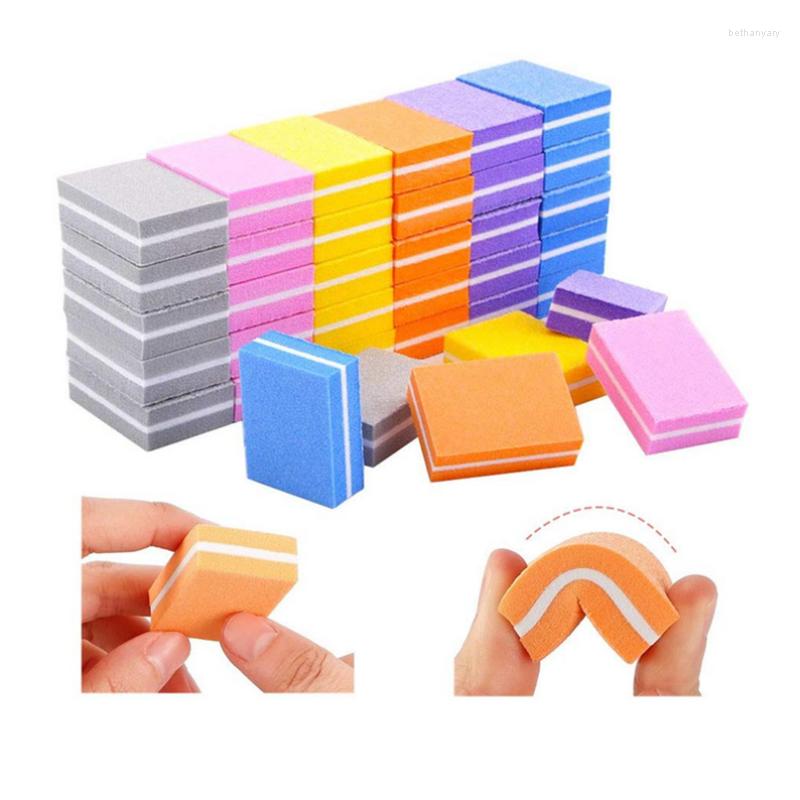 

Nail Files 50pcs/lot Double-sided Mini File Blocks Colorful Washable Sponge Polish Sanding Buffer Strips Polishing Manicure Tools