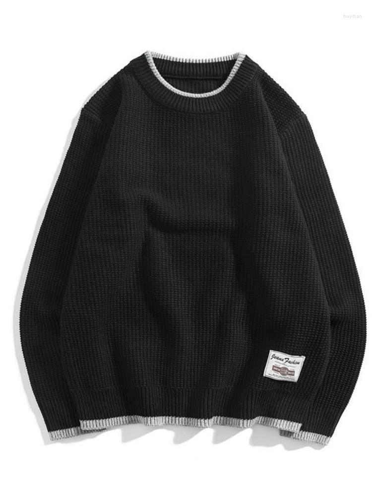 

Men's Sweaters Japanese Original Pineapple Striped Sweater Autumn Winter Long Sleeve O-neck Men's Fashion Loose Casual Pullover Knitwear, Brown