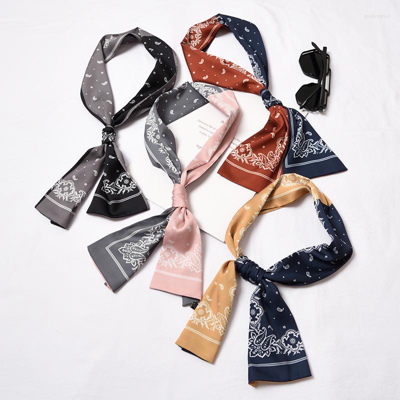 

Scarves Women Neck Tie Ribbon Scarf Floral Print Patchwork Double Color Neckerchief Hair Band Bag Handle Wraps Small