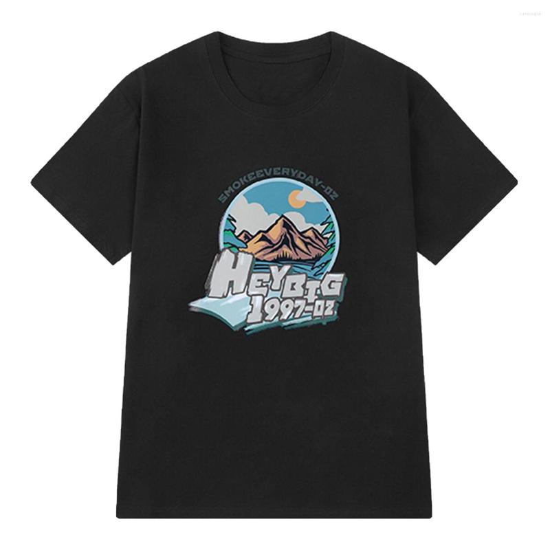 

Men's T Shirts LACIBLE Summer Casual Tees Harajuku 90s Vintage Tshirts Mountains Letter Graphic Men Women Short Sleeve Tops Black