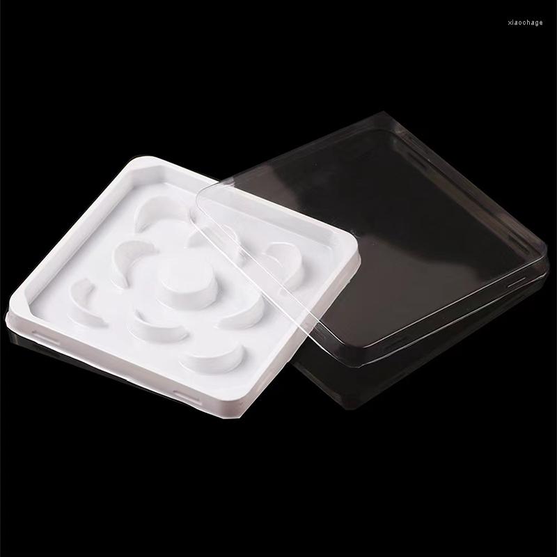 

50pcs/lot White Flower Tray With Clear Lid Unique Square Case For Mink Lashes Packaging Eyelashes