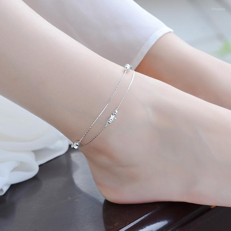 

Anklets Everoyal Fashion Lady Star Bracelets For Women Jewelry Charm Double Layer Chain Silver 925 Girls Birthday Accessories