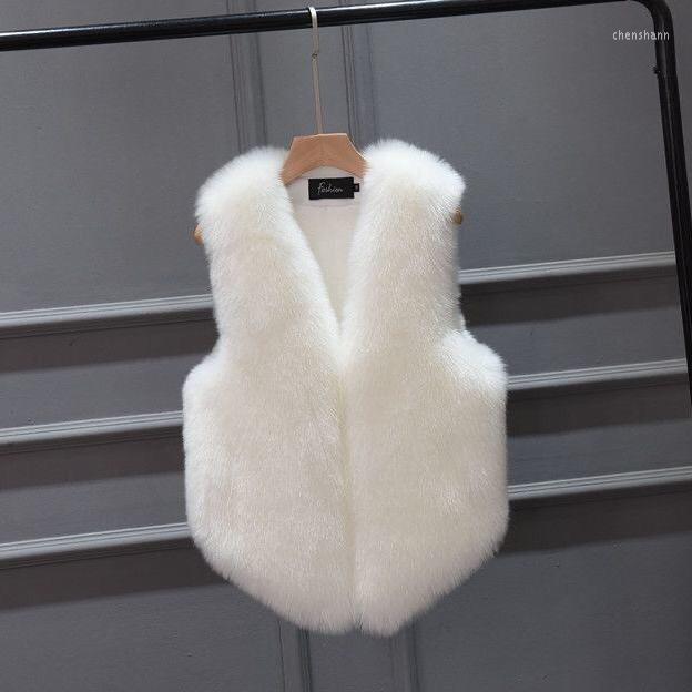 

Women' Vests Autumn And Winter 2022 Imitation Fur Vest Plush Rex Hair Short Fashion Waistcoat Women Girls Leisure White, Gray