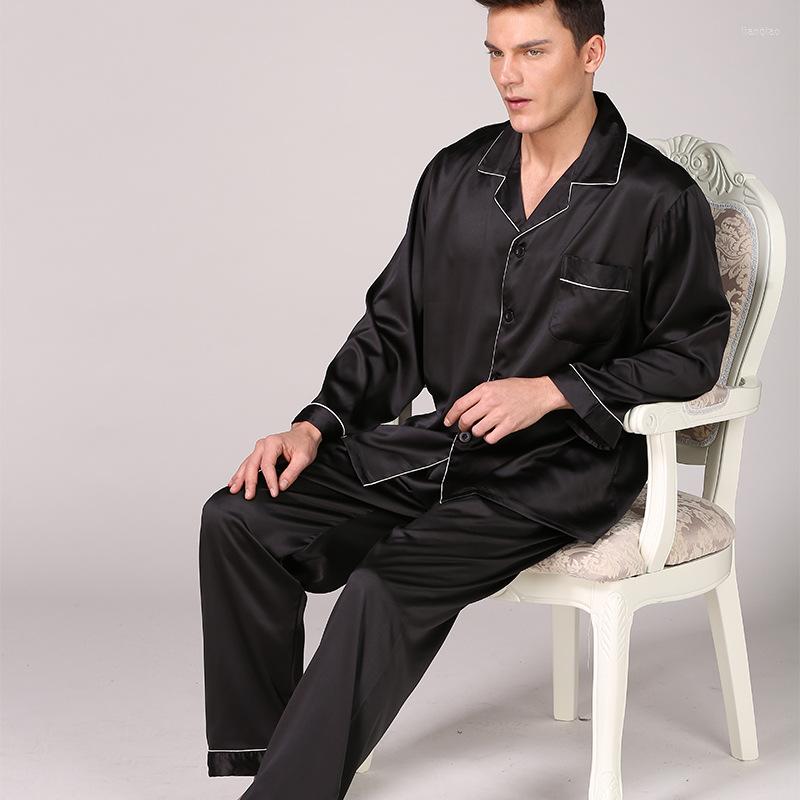 

Men's Sleepwear 2022 Men's Solid Color Rayon Pajama Sets Silk Homenwear Male Modern Style Soft Comfortable Satin Nightwear Clothes, Red 1