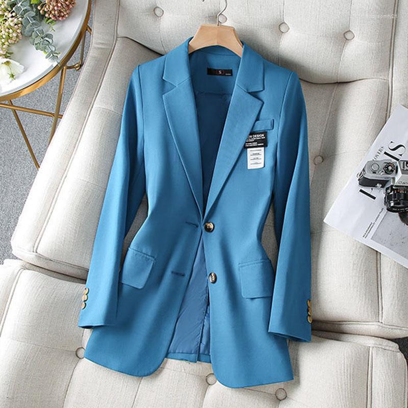 

Women' Suits Women Suit Coat Korean Sports Jacket Solid Office Clothing Spring Autumn Slim Outerwear Femme Casual Blazer Lined Khaki 4XL, Blue