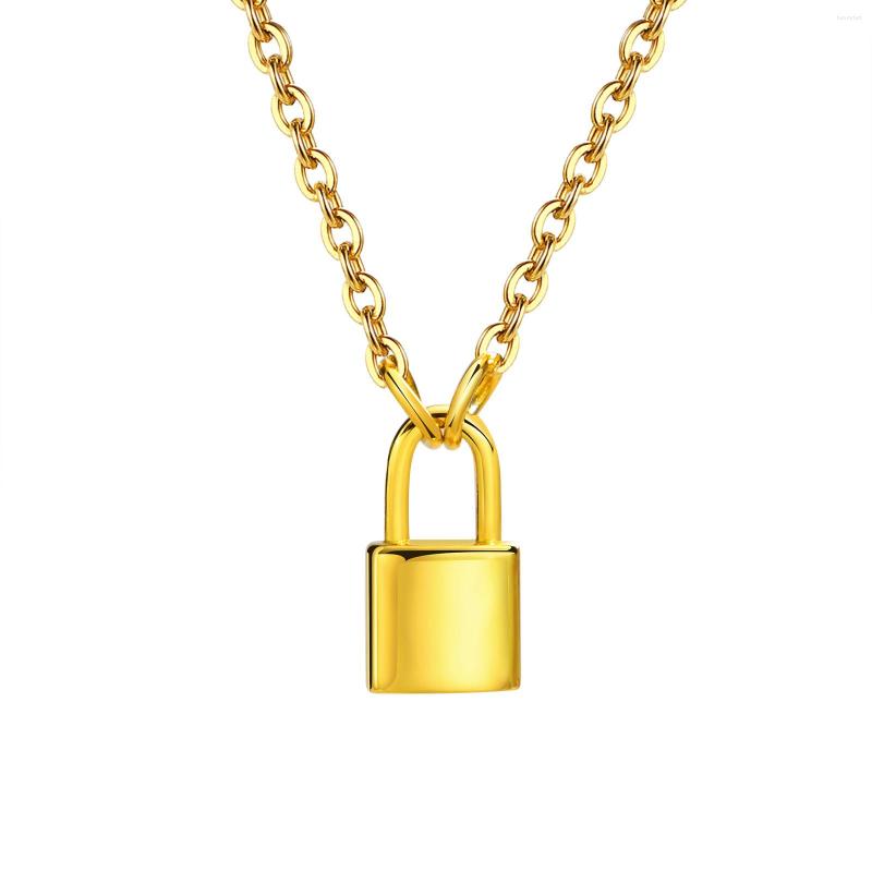 

Pendant Necklaces Chic Tiny Padlock For Women Gold Tone Stainless Steel Lock With Adjustable Chain Collar Gift Jewelry