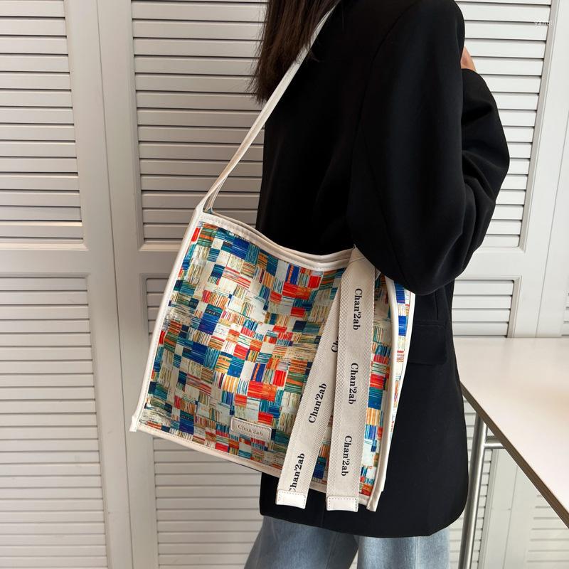 

Evening Bags Women's Shoulder Bag Fashion Color Matching Western Style Large Capacity Messenger Tote, 001