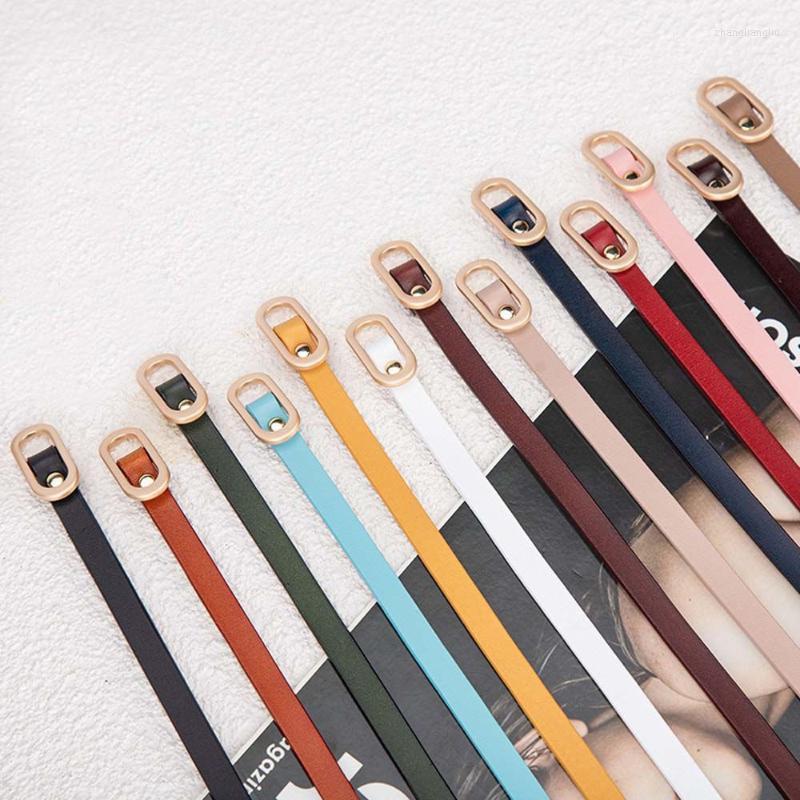 

Belts 1Pc Women Suit Thin Belt Square Buckle Solid Color Cowhide For Dress Sweater WaistbandBelts, Black