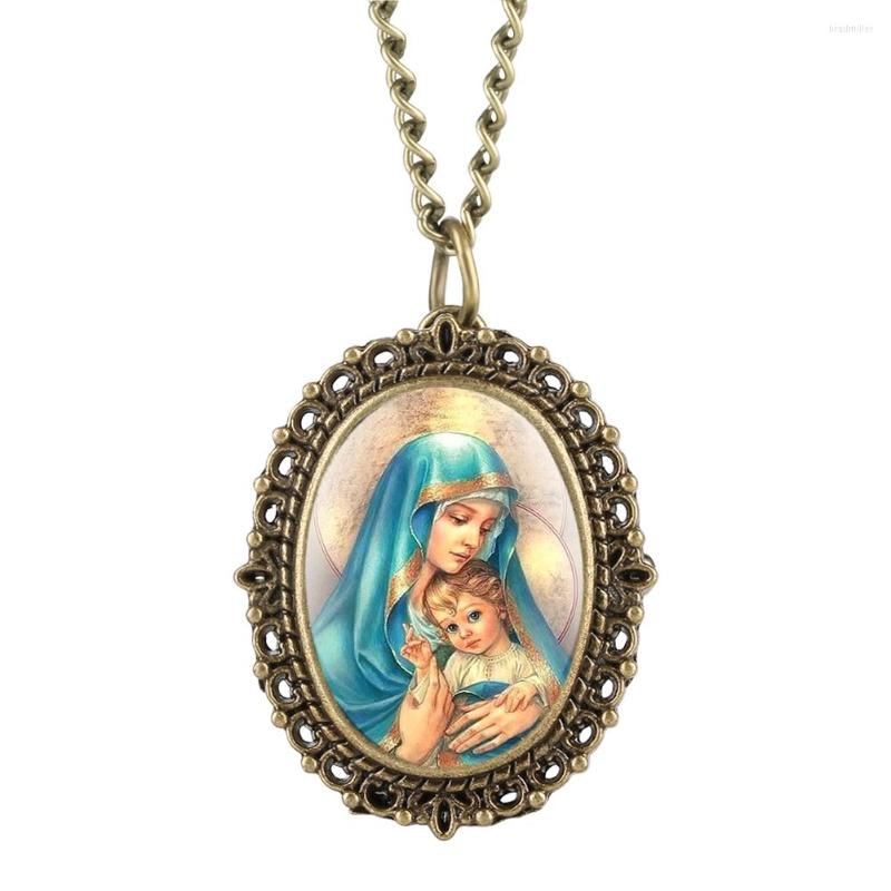 

Pocket Watches Retro Virgin Mary's Embrace Watch For Ladies Quartz Teenagers Arabic Digital Girls