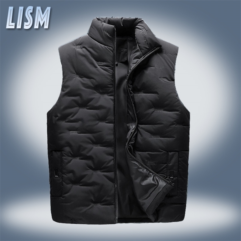 

Mens Vests LISM Vest Jacket Mens Solid Warm Sleeveless Jacket Winter Male Thick Casual Sleeveless Coats Men Vest M4XL Veste Homme 221010, White mjs819