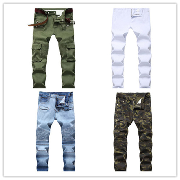 

Slim Fit Jeans Men Hi-Street Mens Distressed Denim Black Blue Skinny Destroyed Stretch Hip Hop Motorcycle Designers jeans Pants 28-40 Elasticity Male Ripped Trousers