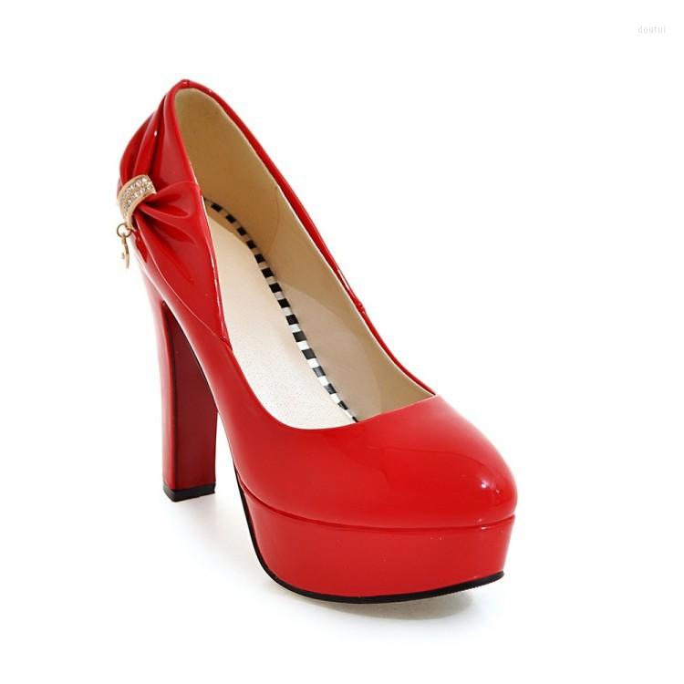 

Dress Shoes Red Bridal To 18 Years In The Spring And Autumn Period Fashion High With Thick, Black
