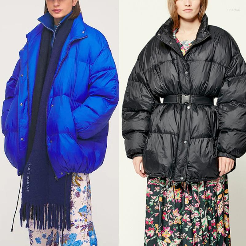 

Women' Down French Winter Cotton Wadded Jacket Women Loose Coat Lapel Collar Parkas, Black