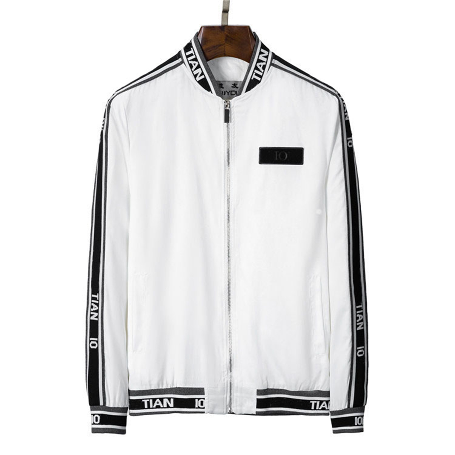 

Mens Jackets thin Windbreaker Zip Hooded Stripe Outerwear Quality Hip Hop Designer Coats Armband Fashion Spring and Autumn Parkas Size -3XL 87603, As picture