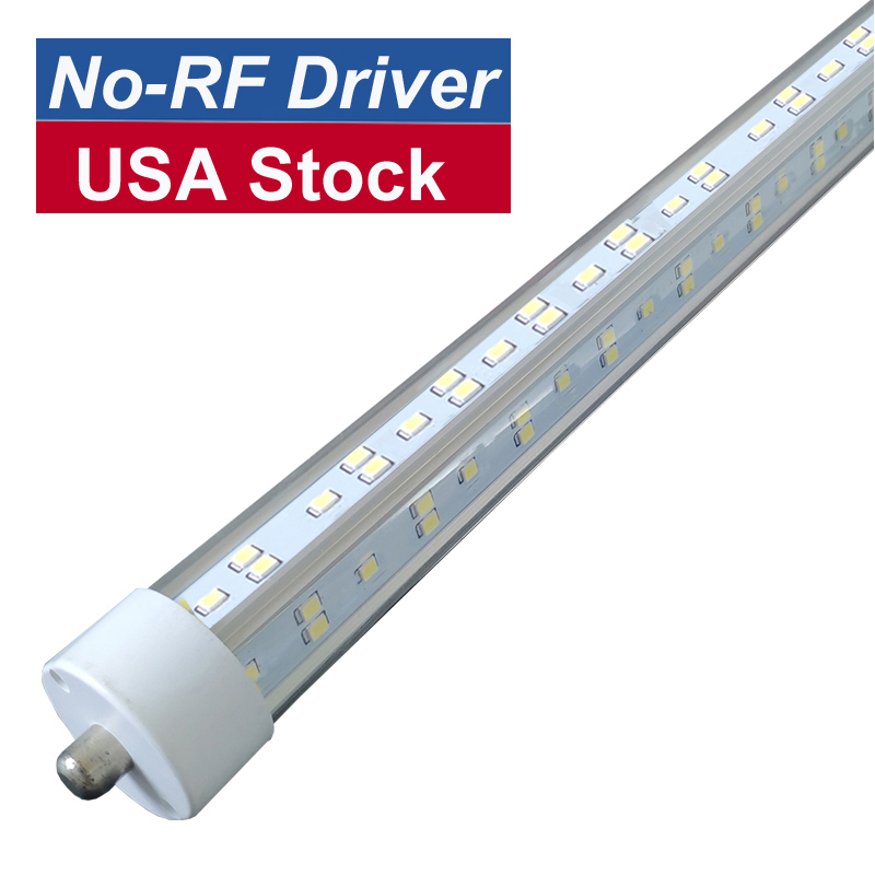 

Fa8 8Foot Tubes Bulbs 144W 14400lm 6000K Cold White Super Bright T8 LED Tube Lights 8FT 270 Angle Single Pin Clear Cover / Milky Usalight