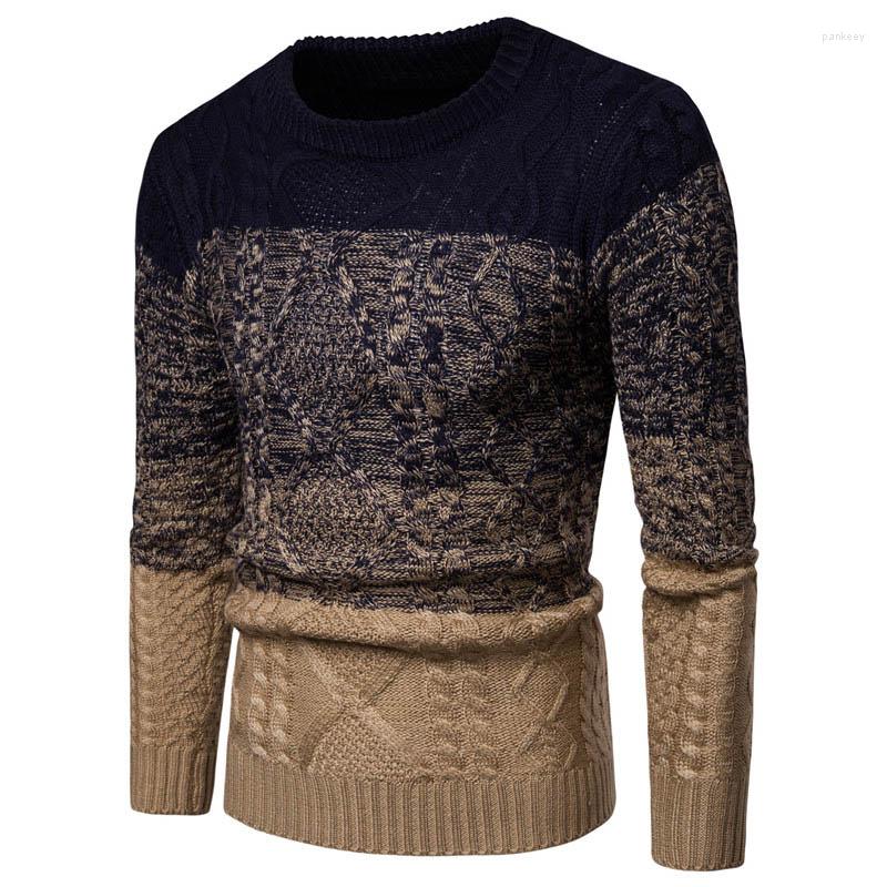 

Men' Sweaters Sweater Men Fashion Gradient Color Mens Knitted Slim Fit O-Neck Long Sleeve Pullover, Wine red