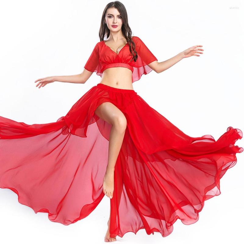 

Stage Wear Sexy Belly Dance Skirt Top Set Costume Women Clothes For Woman Dancing Training Practice, Black
