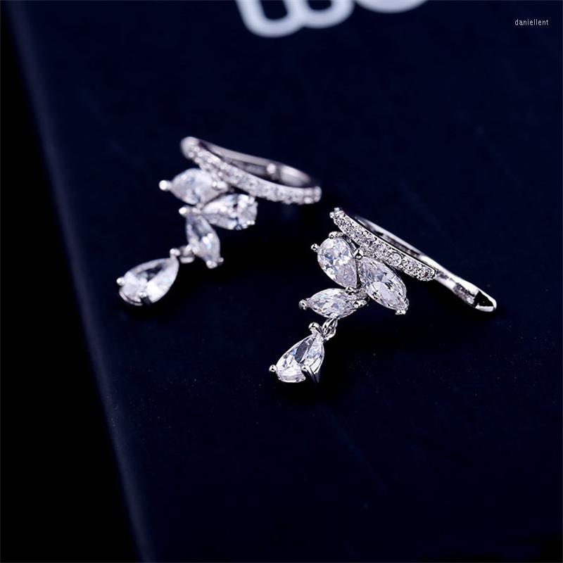 

Backs Earrings Designer Water Drop Shape Stunning Cubic Zirconia Crystal Women Ear Bone Clip On Without Piercing