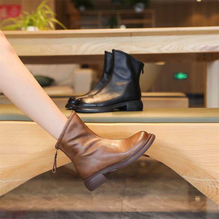 

Net Red Martin Women ins British Style 2022 New Low cut Fried Street Short with Thick Heels Black Motorcycle Single Boots