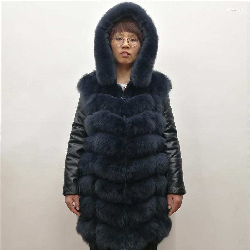 

Women's Fur 2022 Arrival Women Winter Thick Coat Real Jacket With Hood Stand Collar Outfit Hoodies Vest Waistcoat, Dark grey