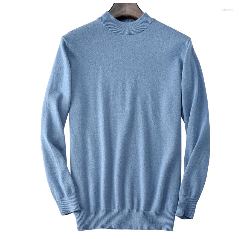 

Men's Sweaters Winter Men's Sweater Goat Cashmere Pure Knitted Pullovers Half Turtleneck Long Sleeve Bottoming Top Casual Warm Soft, Navy blue