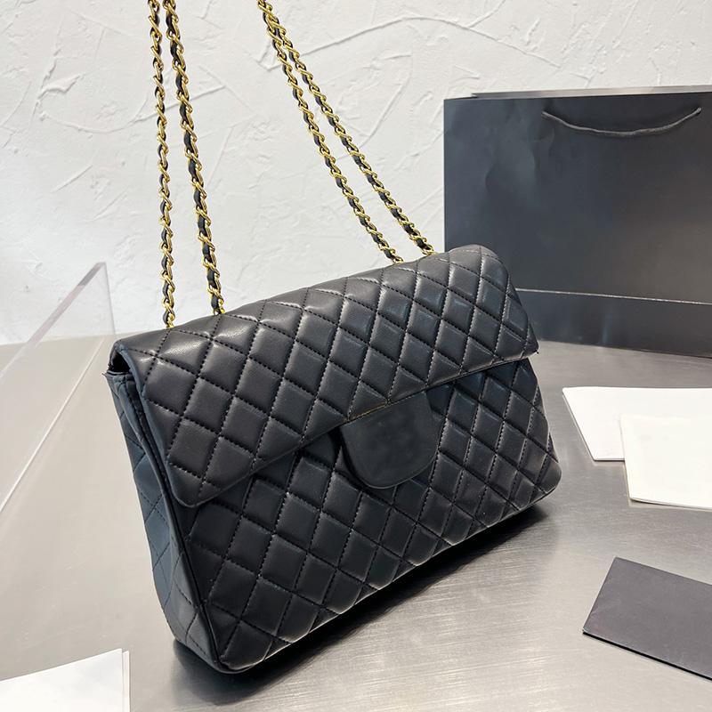 

NEW 2022Ss F/W France Womens Vintage Classic Flap Jumbo Quilted Black Bags Gold Metal Hardware Matelasse Chain Crossbody Shoulder Large Capacity Handbags, Box