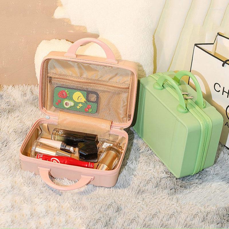

Suitcases 14 Inch Travel Suitcase Girl Hand Luggage Small Handbags Women's Cosmetic Bag Waterproof Organizer Boxes Makeup Bags