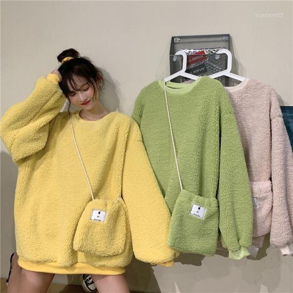 

Women' Hoodies Thin Long Sleeve Sweater Autumn Winter Sweatshirts Women Imitation Lamb Plush Sportswear Thick Loose Coat Warm Pullovers, Green