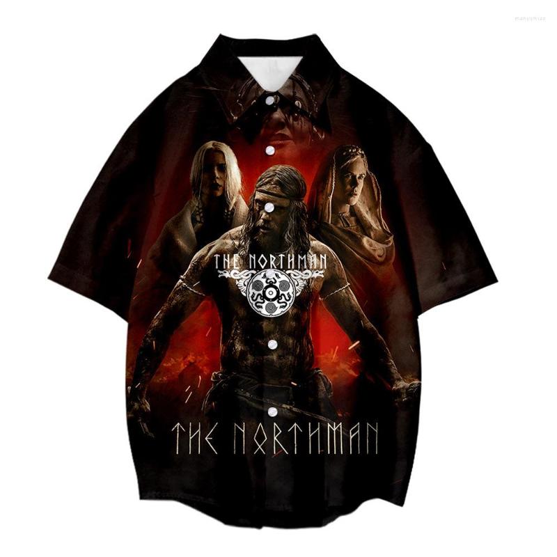 

Men' Casual Shirts Foreign Trade 2022 The Northman-Northern People Around 3D Printing Short-sleeved Shirt Men, Black
