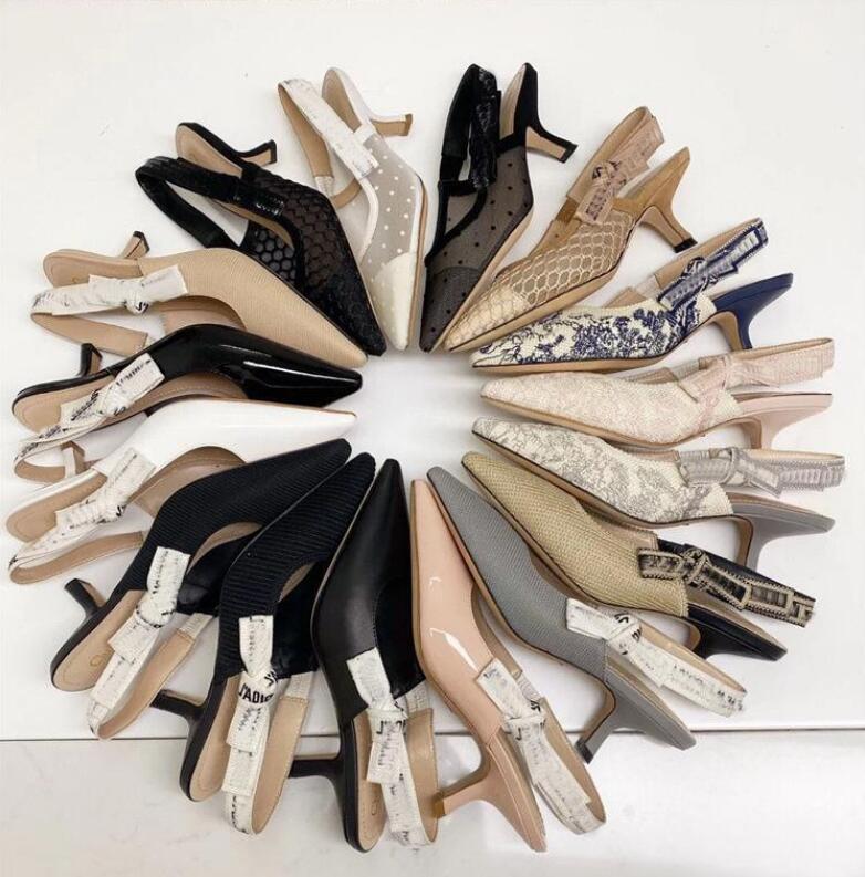 

Designer High Heel Shoes Brand Bowknot Sandals Letter Embroidery 6cm 9cm Thin Heels Pointed Patent Leather Wedding Shoes 34-42 with Box, Don't send