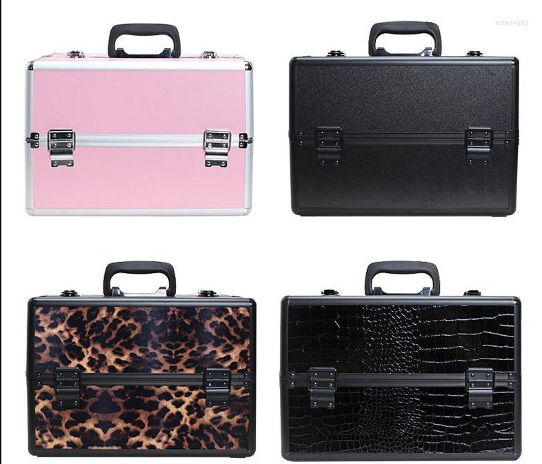 

Cosmetic Bags Women Case Makeup Organizer Suitcase Metal Toiletry Bag Beautician Storage Box Portable, Refer to photo