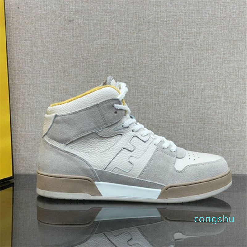 

Men High top Calfskin Patchwork Color Contrast Casual Shoes Versatile Piece Lace Up Skateboard Shoe Size 38-45, Picture color b