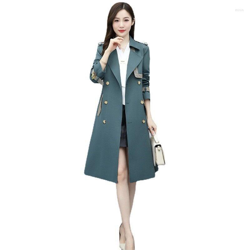 

Women' Trench Coats Female Mid-length Coat 2022 Spring Autumn Women Slim Ladies Elegant Casual All-match Plus Size Windbreaker F332, Green