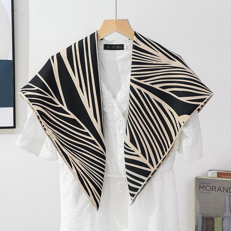 

Scarves Silk Scarf Small Square Twill Two-color Crimped French Retro