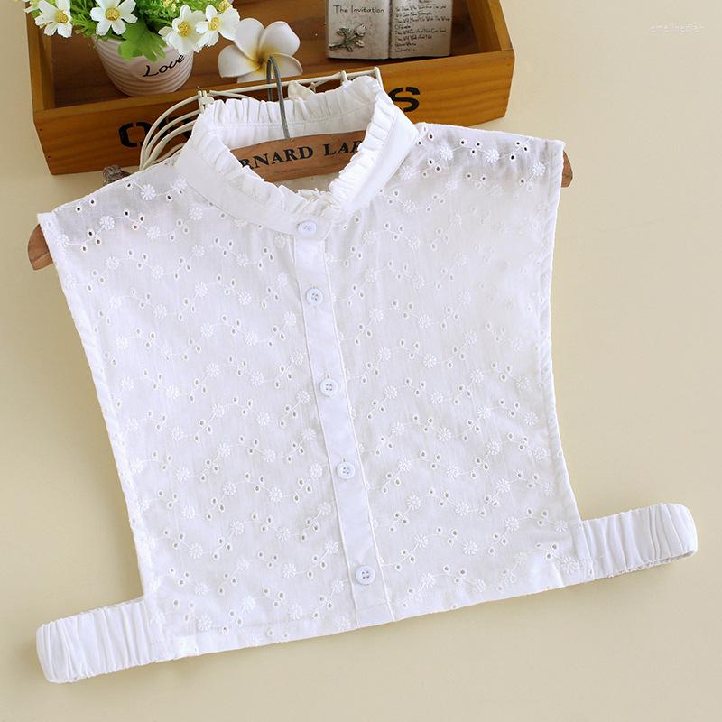 

Bow Ties 2022 Lace Embroidery Shirt Fake Collar For Women Cotton Sweater Blouse Tops Detachable Turn Down Female False Collars