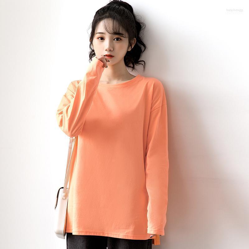 

Women' Sweaters Women' 2022 Spring Light Orange Long Sleeve Loose Korean Style Student Cotton T-shirt Casual Outdoor Top, Black