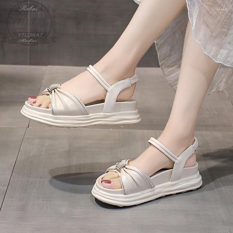 

Sandals Summer 2022 Pu Ladies Medium Non-slip Flat Comfort Shoes Soft Sole Zapatos De Mujer Sendal Wanit, Black