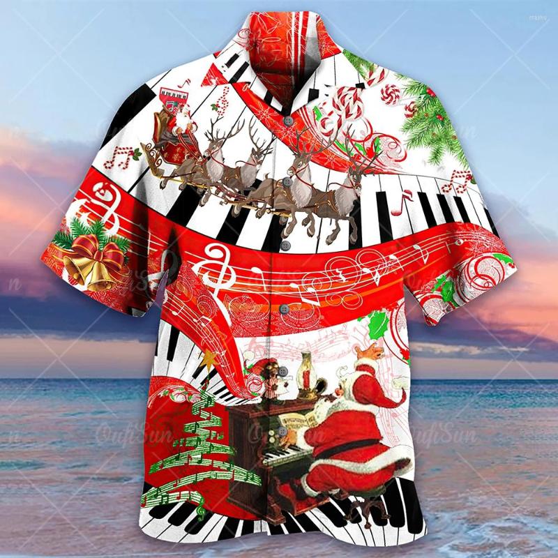 

Men' Casual Shirts Hawaiian Santa Claus Shirt Pattern Beach Summer Loose Fashion Short Sleeve Oversized Trend All-match Men, Ofsk-00314