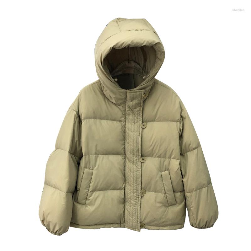 

Women' Down Casual Cotton Jacket Women Solid Full Sleeve Hooded Coats 2022 Winter Korean Fashion Elegant Thicken Warm Outwear Female, Beige