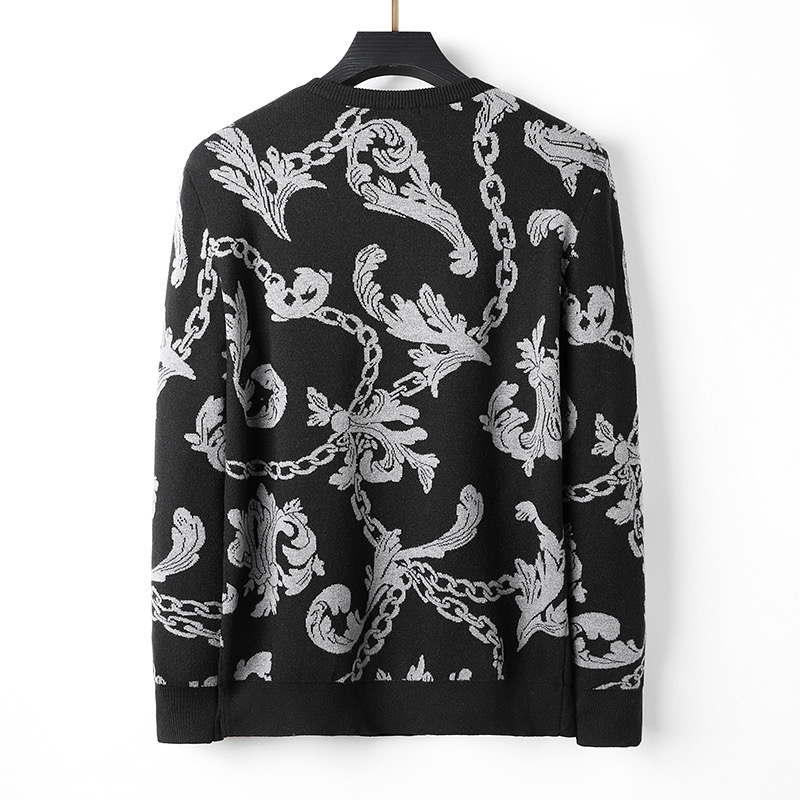

Striped Sweaters Men Crew Neck Pullover Tops Half Blue White Winter Knitted Sweaters Long Sleeve New designer pull, Black