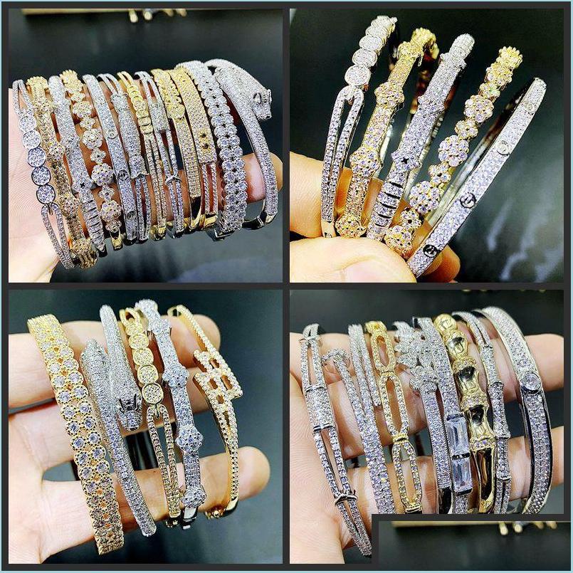 

Bangle Fashion Luxury Bracelets For Women Zircon Diamond Love Bracelet Bangle Crystal Wedding Jewelry Party Gift Wholesale Drop Deli Dh1Ep