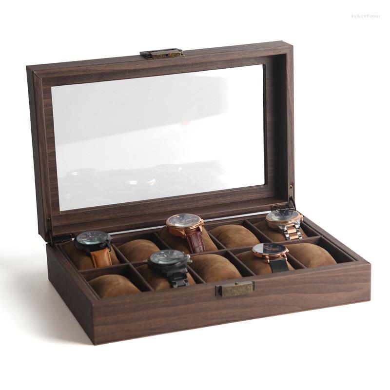

Watch Boxes 2/3/6/10/12 Slots Box For Men Solid Wood Display Storage Case Organizer With Clear Top And Removable Pillows