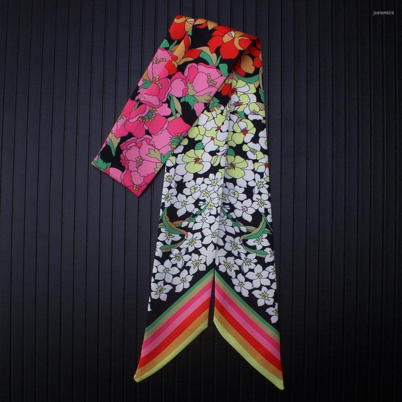 

Scarves Design Silk Scarf For Women Handle Bag Ribbons Lady Print Small Long Skinny