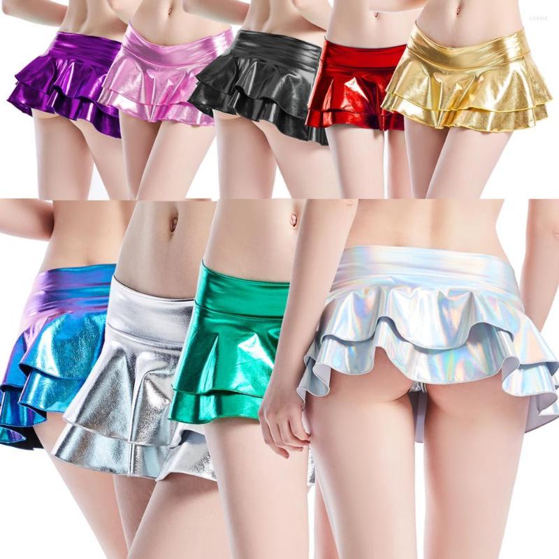 

Skirts Women Sexy PU Plaid England Style Pole Dance Clubwear Low Waist Mini Pleated Skirt Nightwear Harajuku, Pink