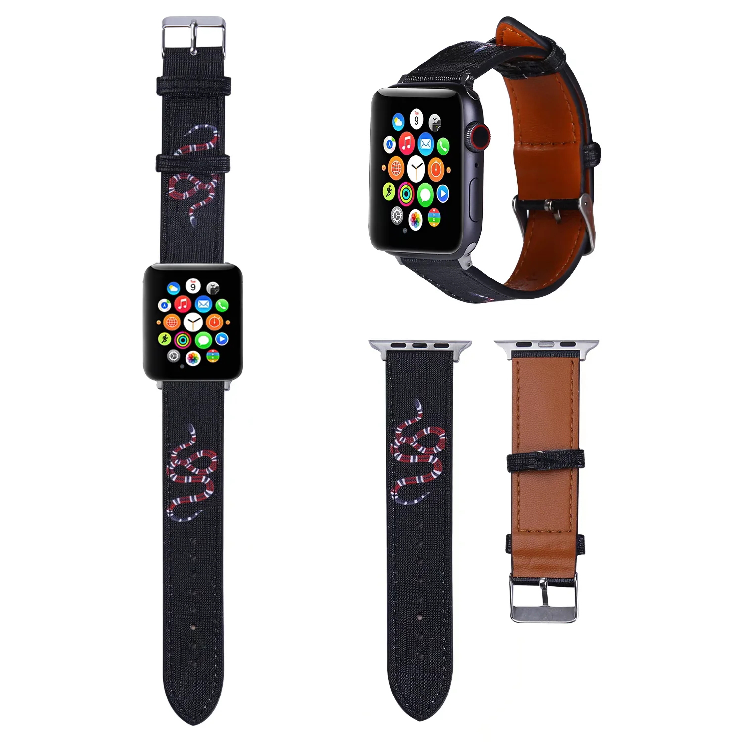 pour les bandes de bracelets de montre Apple noir 8 7 6 5 3 2 Series 41mm 45mm 38mm 40mm 42mm Bracelet en cuir pour hommes Wowen Bracelet iwatch