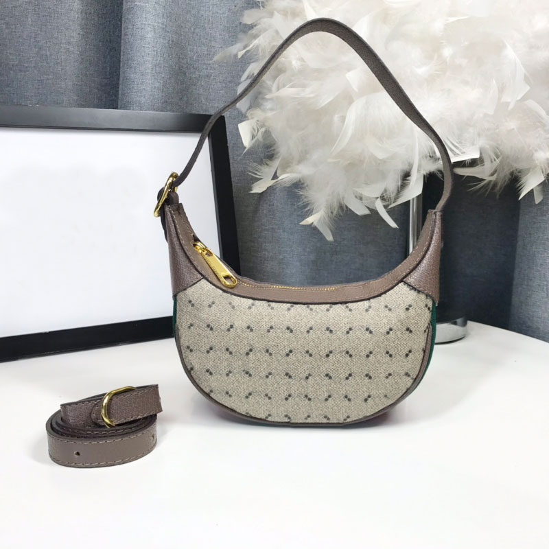 

Canvas Ophidia Mini Handbags Purse Armpit Bag Women Shoulder Bags Removable Strap Zipper Closure Fashion Letters Red Green Ribbon 20cm