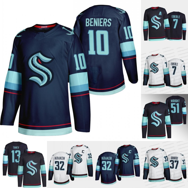 

Seattle 10 Matty Beniers Kraken Jersey Oliver Bjorkstrand Yanni Gourde Shane Wright Philipp Grubauer Andre Burakovsky Jared McCann Jamie Oleksiak Morgan Geeki, Mens white s-xxxl