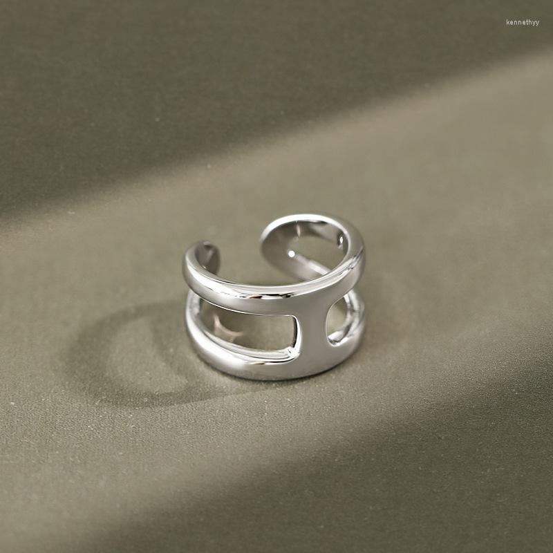 

Cluster Rings XIHA Real 925 Sterling Silver Ring Inital Letter H Open Adjustable Women Minimalist Jewelry Korean Fashion Accessories