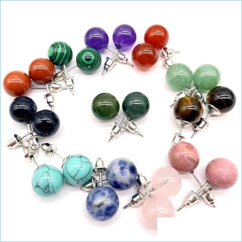 

Stud 8Mm 10Mm 12Mm Natural Stone Quartz Crystal Stud Earrings Tiger Eye Round Beads Simple Ear Handmade Making Jewelry For Women Earr Dhqen